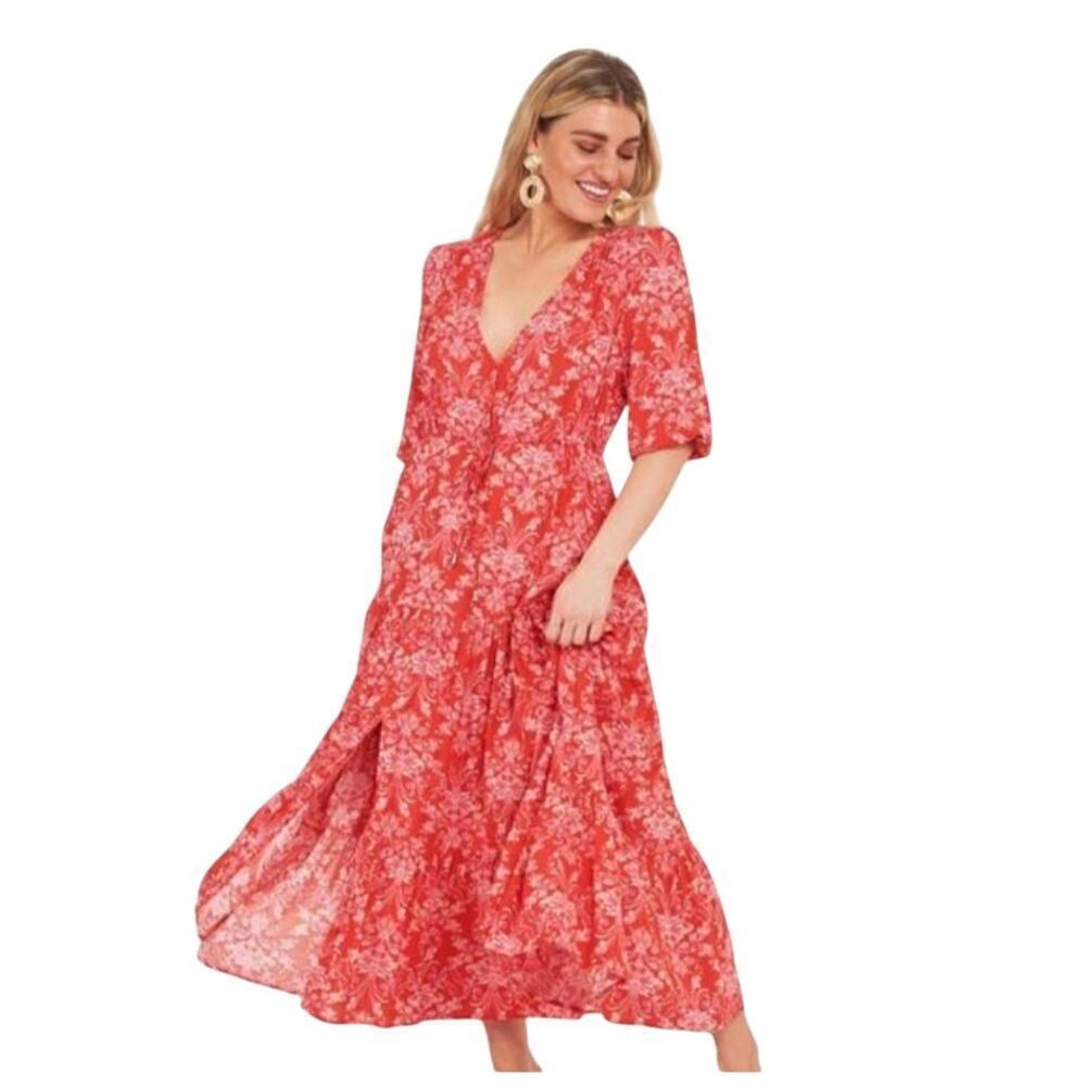 ABEL THE LABEL Strawberry Kisses Boho Maxi Dress Size S - Picture 1 of 10